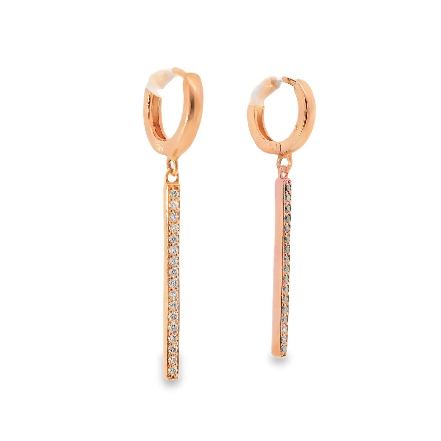 0.24CT Diamond Bar 14k Rose Gold Earring