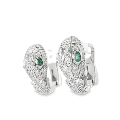 1.41CT Diamond with Emerald 18k White Gold Earring