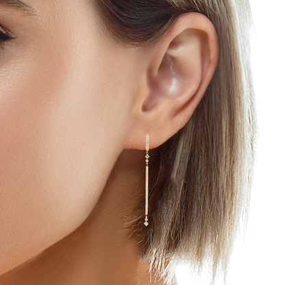 0.95CT Diamond Bar Earring 14k Rose Gold