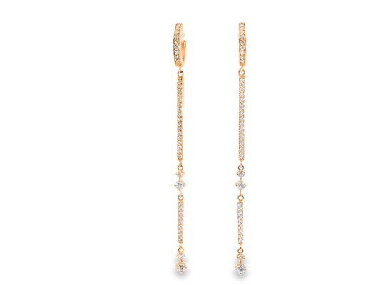 0.83CT Diamond Bar Earring 14k Gold