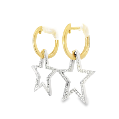 0.31CT Diamond  Star Earring 18k Yellow Gold