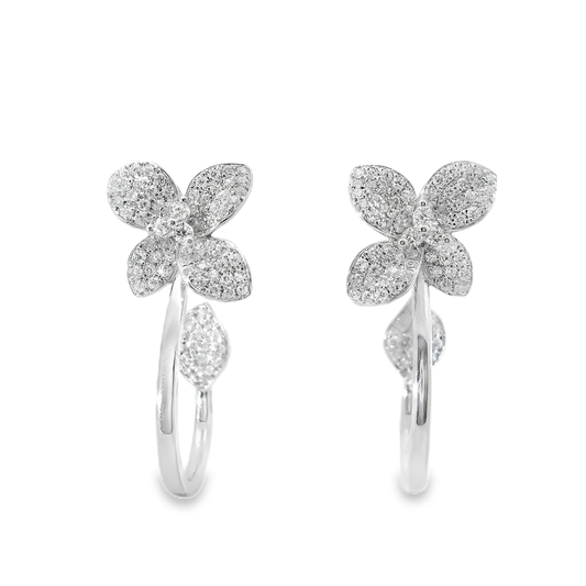 0.67CT Diamond  14k White Gold Earring
