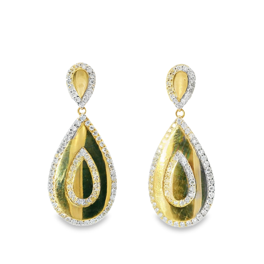 0.61CT Diamond 14k Yellow Gold Earring