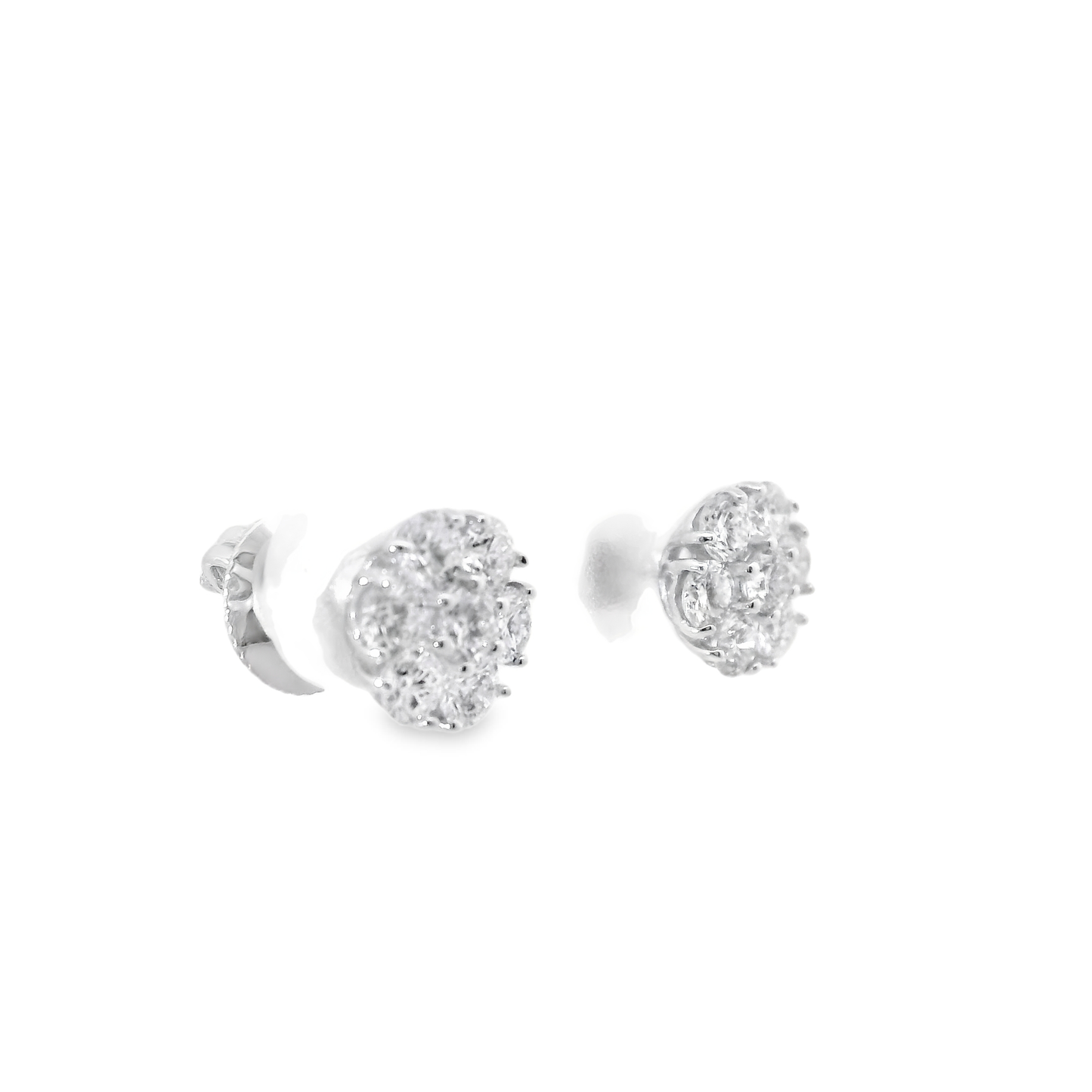 1.06CT Diamond Earrings 14k White Gold