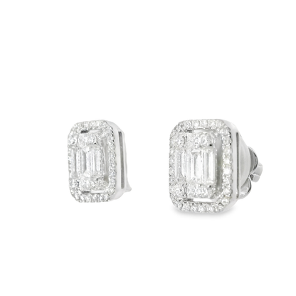 0.95CT Diamond  18k White Gold Earring