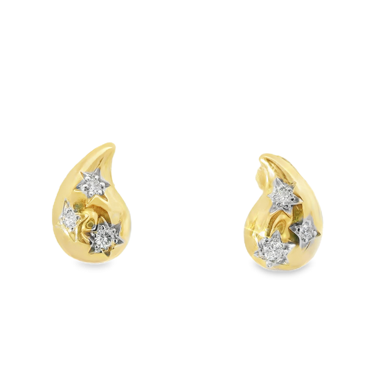 0.13CT Diamond  14k Yellow Gold Earring