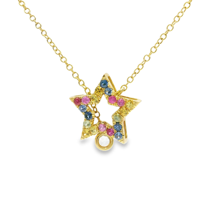 0.55CT Mixed Sapphire Pendant 14k Yellow Gold