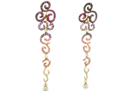0.61CT Diamond 2.98CT Multi Stone Earrings 18k Pink Gold