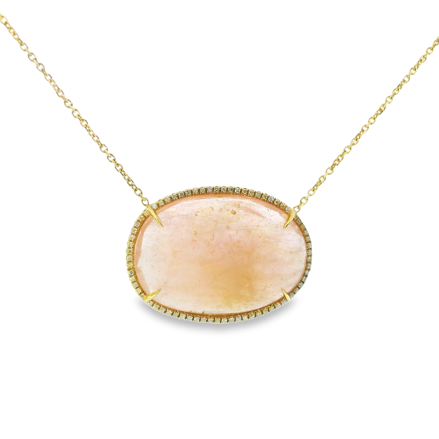 0.30CT Diamond With Sapphire 14k Yellow Gold Pendant