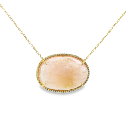 0.30CT Diamond With Sapphire 14k Yellow Gold Pendant