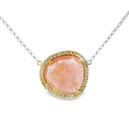 0.85CT Diamond with  Sapphire 18k White Gold Pendant
