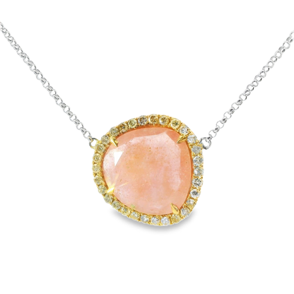 0.85CT Diamond with  Sapphire 18k White Gold Pendant