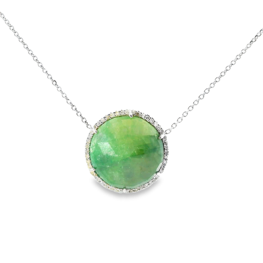 0.25CT Diamond with Green Sapphire 14k White Gold