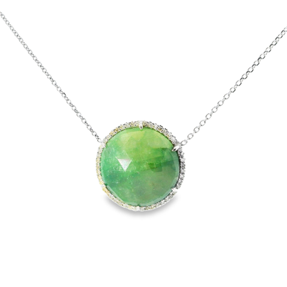 0.25CT Diamond with Green Sapphire 14k White Gold