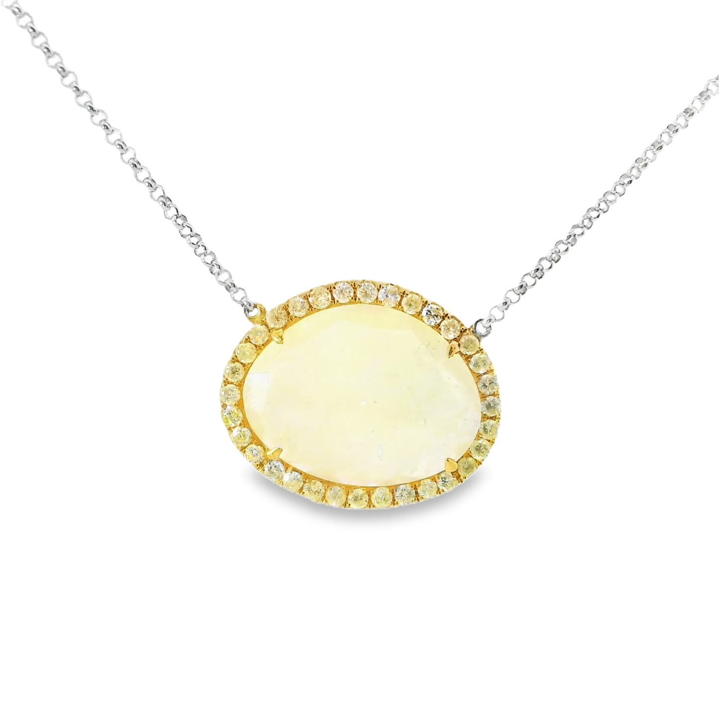 10.50CT Diamond with Yellow Citrine Sapphire 18k White Gold