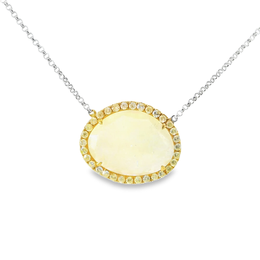 10.50CT Diamond with Yellow Citrine Sapphire 18k White Gold