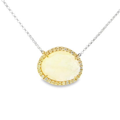 10.50CT Diamond with Yellow Citrine Sapphire 18k White Gold