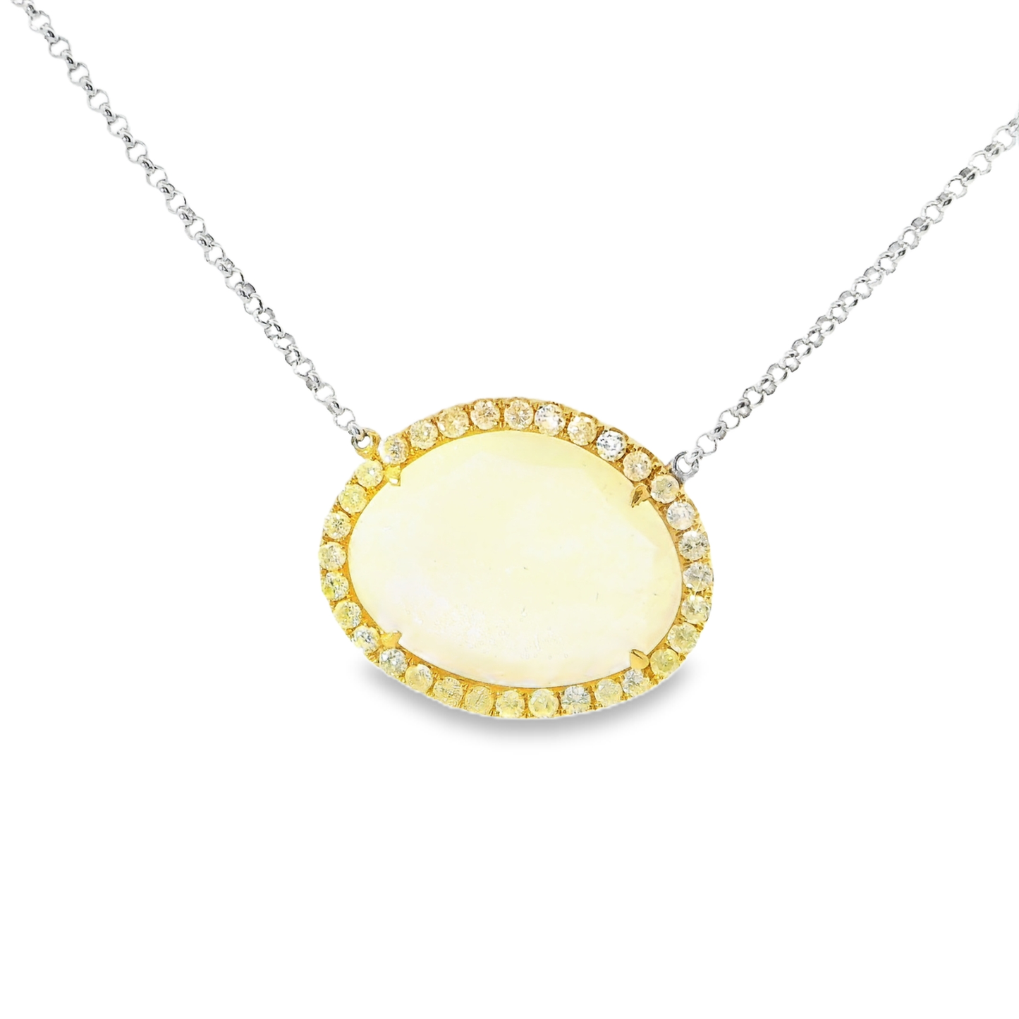 10.50CT Diamond with Yellow Citrine Sapphire 18k White Gold