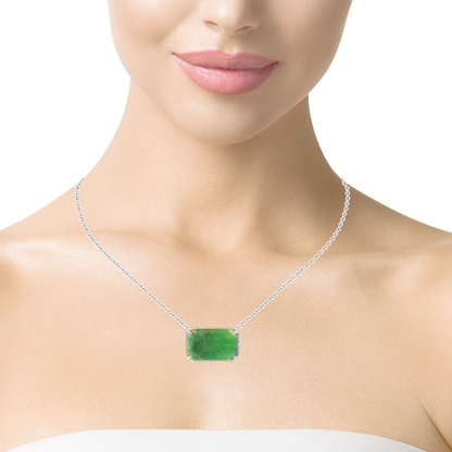 0.30CT Diamond with Green Sapphire 14k White Gold Pendant