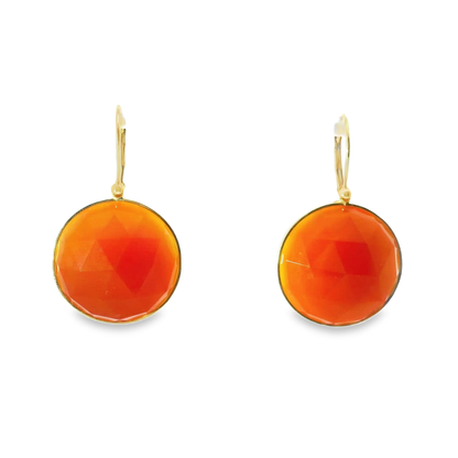 Carnelian Stone 14k Yellow Gold Earring
