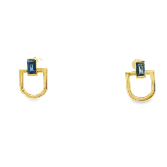 0.62CT Blue Sapphire 14k Yellow gold Earring
