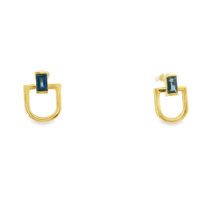0.62CT Blue Sapphire 14k Yellow gold Earring