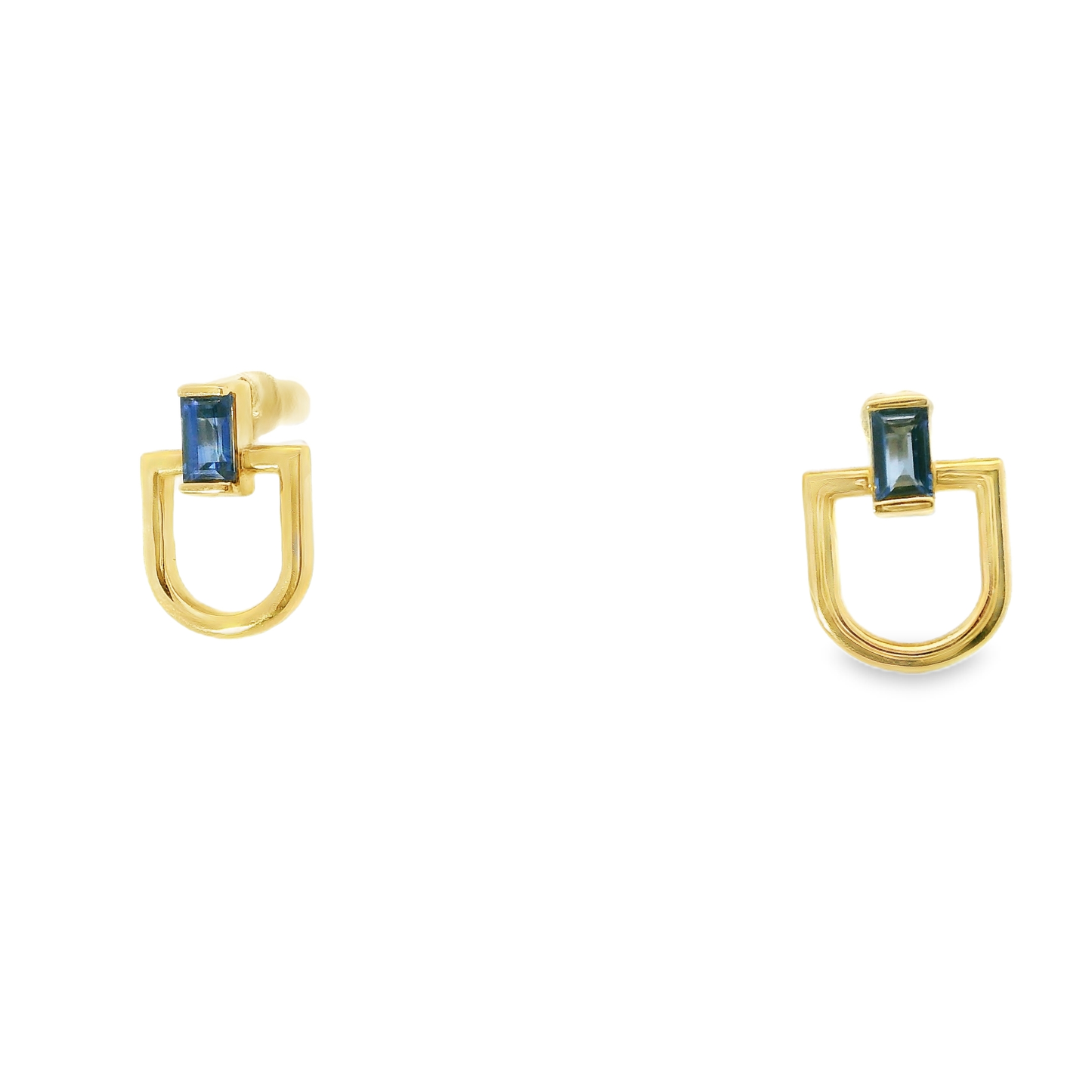 0.62CT Blue Sapphire 14k Yellow gold Earring