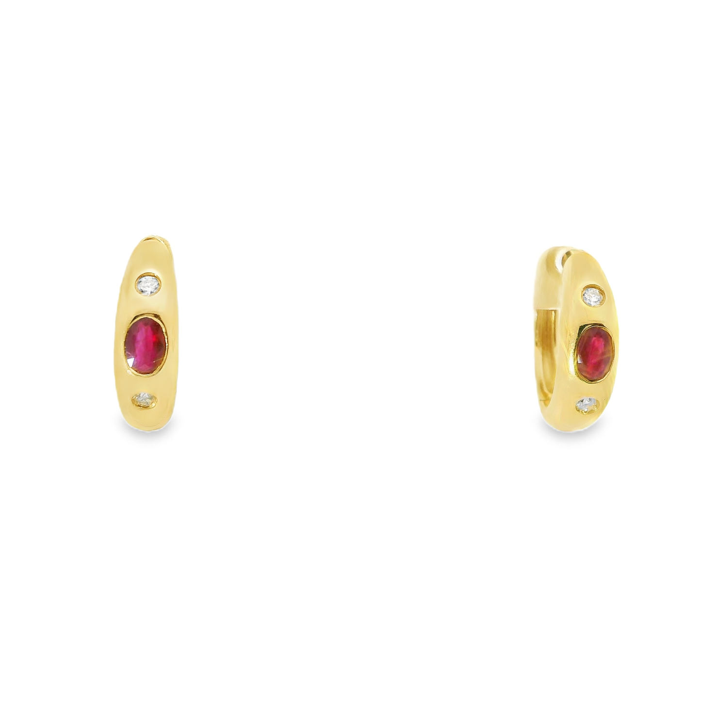 0.12CT Diamond 0.48CT Ruby 14k Yellow gold Earring