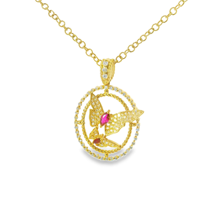 0.83CT Diamond 0.32CT Ruby 14k Yellow Gold