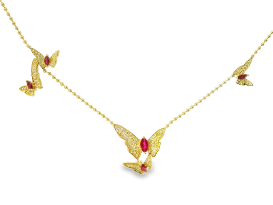 0.66CT Diamond 0.63CT Ruby 14k Yellow Gold