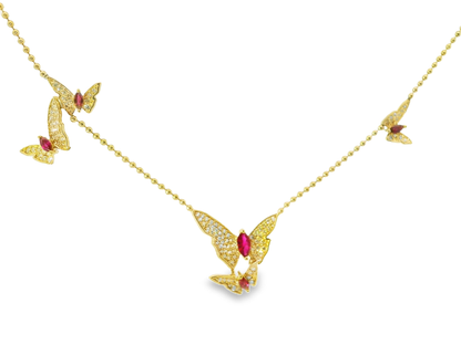 0.66CT Diamond 0.63CT Ruby 14k Yellow Gold