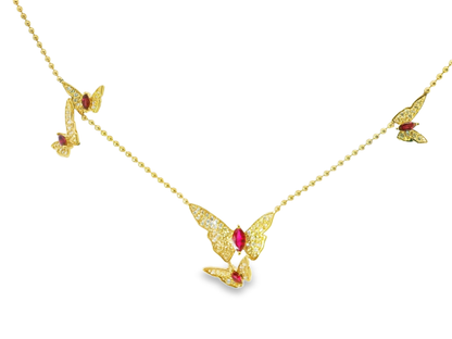 0.66CT Diamond 0.63CT Ruby 14k Yellow Gold
