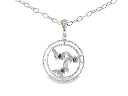 0.33CT Diamond 0.34CT Blue Sapphire 14k White Gold