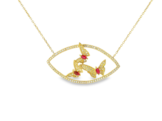 0.66CT Diamond 0.32CT Ruby 14k Yellow Gold