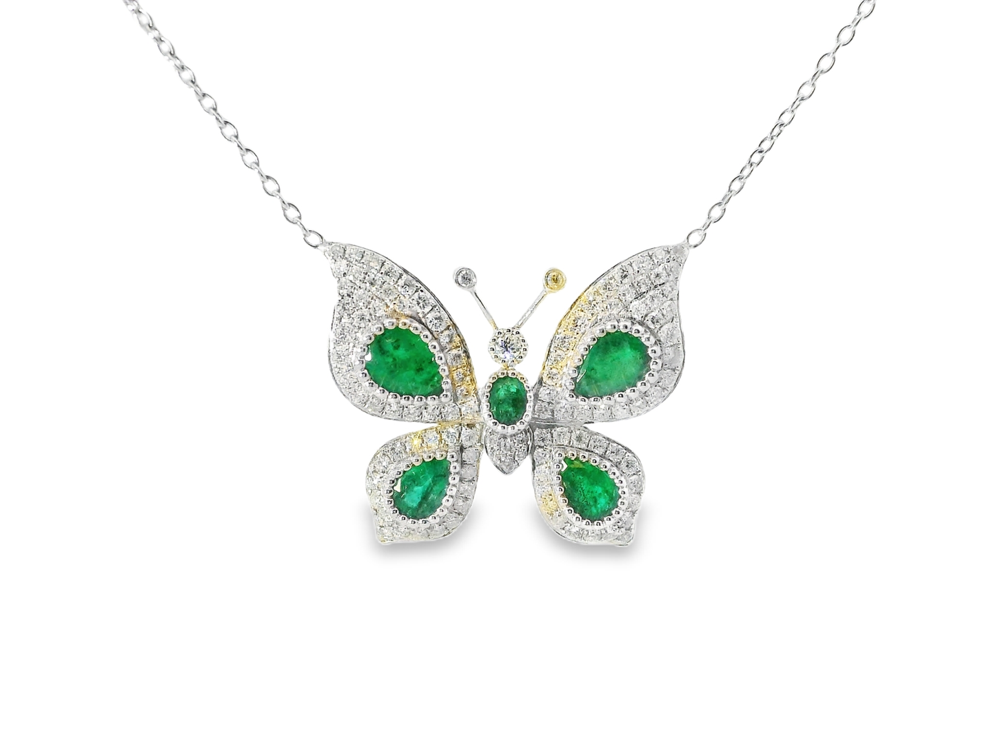 1.25CT Diamond 2.23CT Emerald 18k White Gold