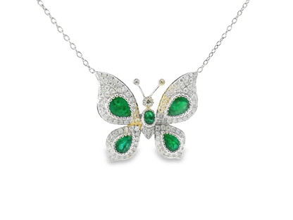 1.25CT Diamond 2.23CT Emerald 18k White Gold