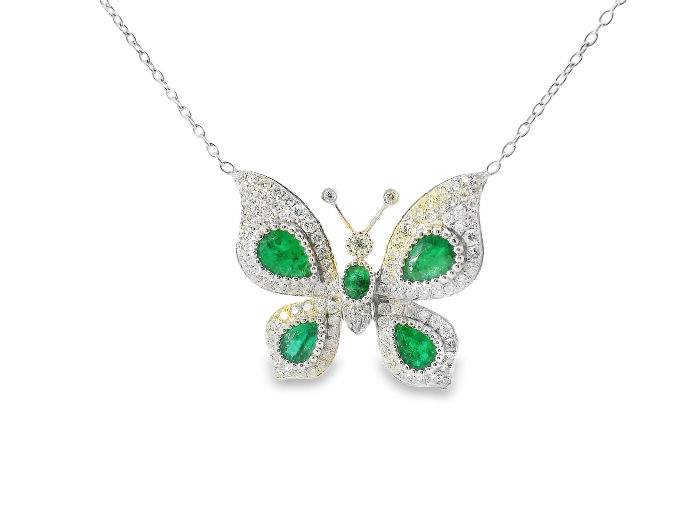 1.25CT Diamond 2.23CT Emerald 18k White Gold