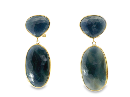 Blue Sapphire 14k Yellow Gold Earring