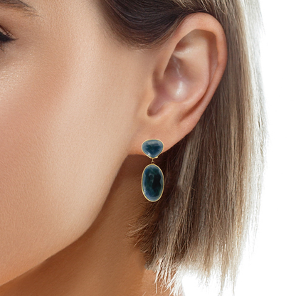 Blue Sapphire 14k Yellow Gold Earring