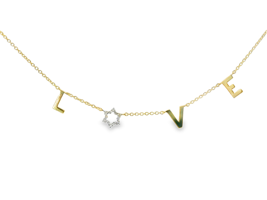 0.05CT Diamond  14k Yellow Gold Love Pendant