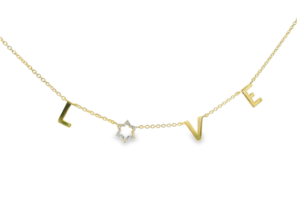0.05CT Diamond  14k Yellow Gold Love Pendant