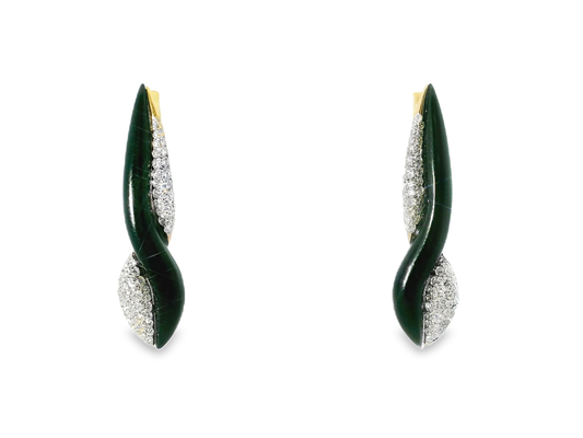 0.87CT Diamond with Black Agate 14k Yellow Gold Earring