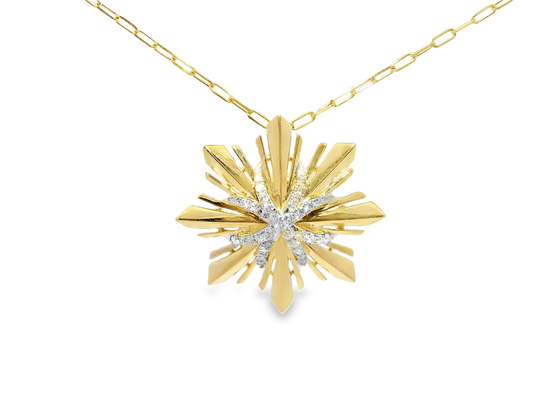 0.25CT Diamond  14k Yellow Gold  Star Pendant