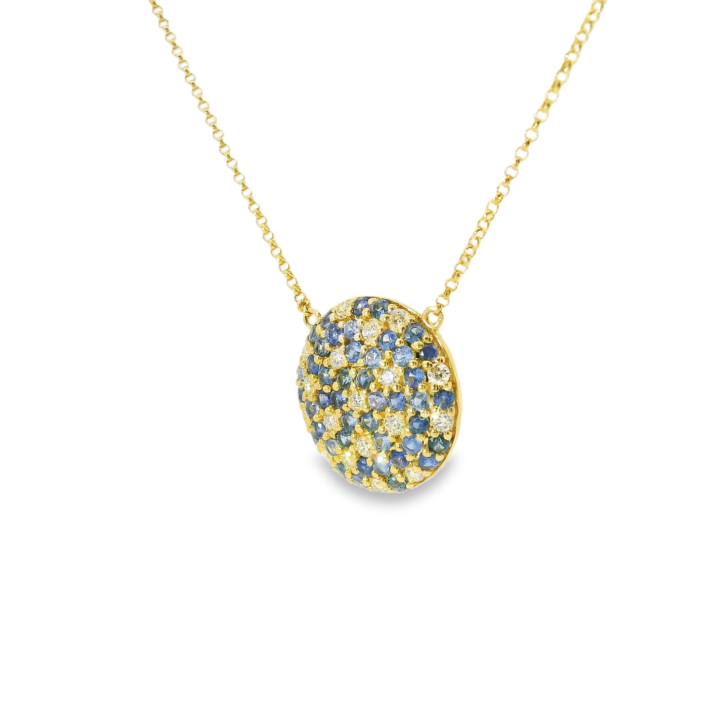 0.26Ct Diamond 0.92Ct Blue sapphire 14k Yellow Gold Pendant