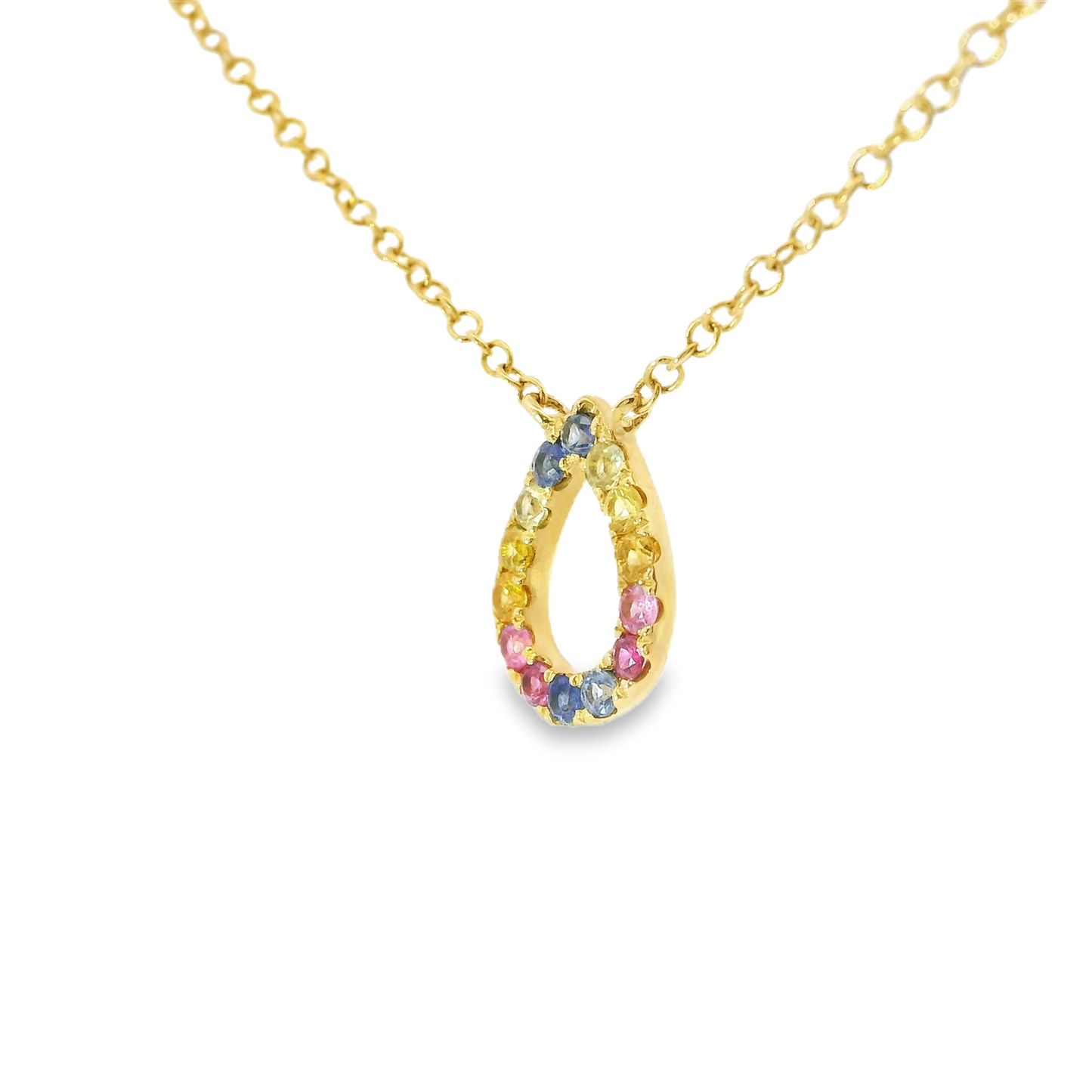 0.55Ct Mixed Sapphire 14k Yellow Gold Pendant
