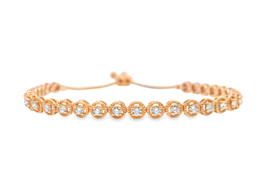 1.12CT Diamond Zip Tennis Bracelet 14K Rose Gold