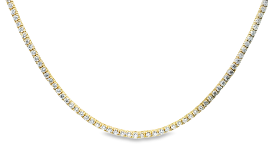 9.29Ct Diamond 4 Prong Tennis Necklace 14k Yellow Gold