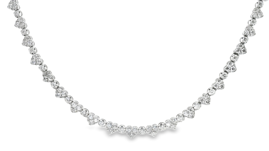 9.68CT Heart Shaped Tennis Necklace 18K White Gold