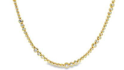 5.02CT Graduated Bezel Necklace 14k Yellow Gold