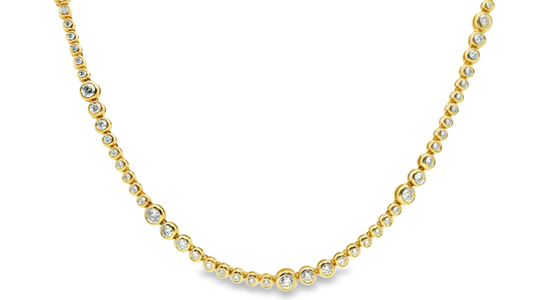 5.02CT Graduated Bezel Necklace 14k Yellow Gold